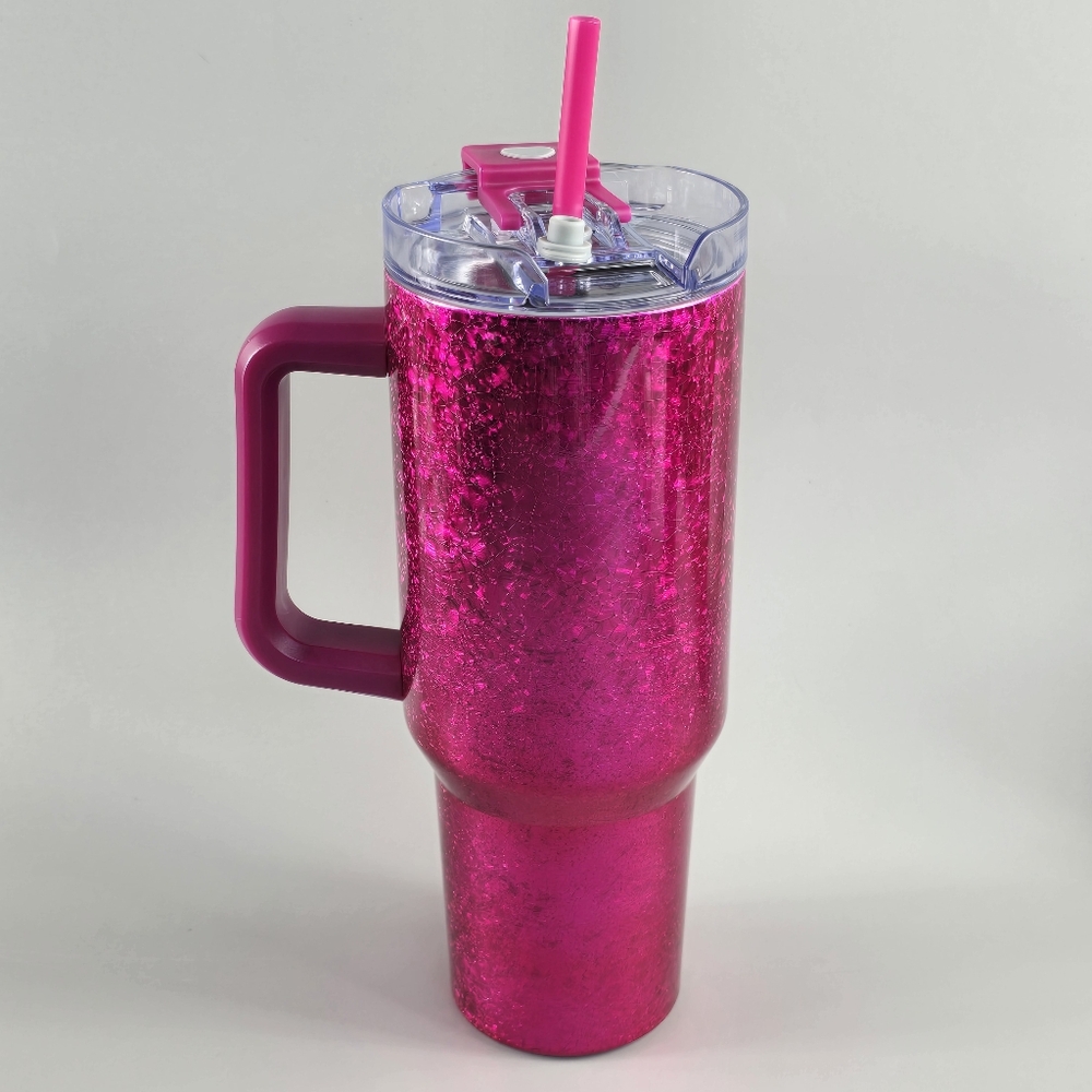 Modern Expression Glittery Pink Party Tumbler with Straw